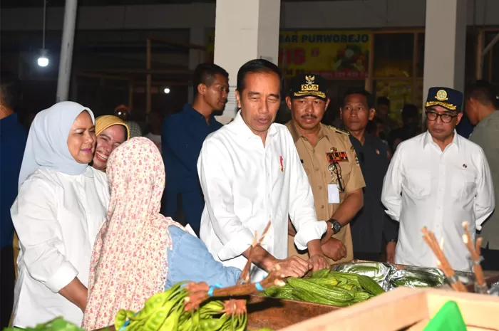 Kunjungi Pasar Tradisional Purworejo, Jokowi dan Ibu Iriana Borong Cabai hingga Pare