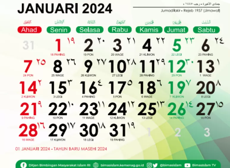 LINK Download Kalender 2024 PDF: Masehi, Hijriah, Pasaran Jawa, Lengkap Hari Libur Nasional, dan Cuti Bersama