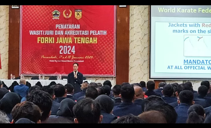 Ratusan Wasit Juri dan Pelatih ikuti Penataran dari Forki Jawa Tengah, Sosialisasikan Aturan Pertandingan Baru dari WKF